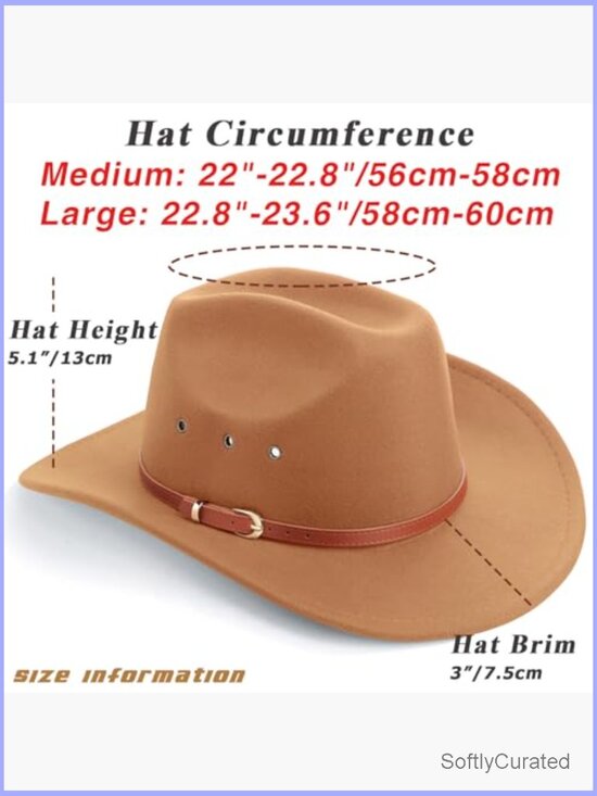 Classic Felt Wide Brim Fedora Hat with Belt Buckle Retro Cowboy Hat main image 6
